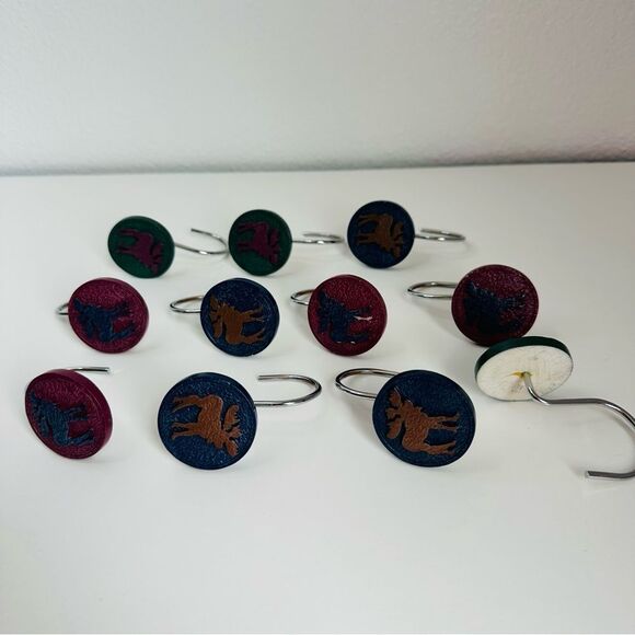 Resin Moose Shower‎ Curtain Hangers Set Of  11 - Picture 1 of 4